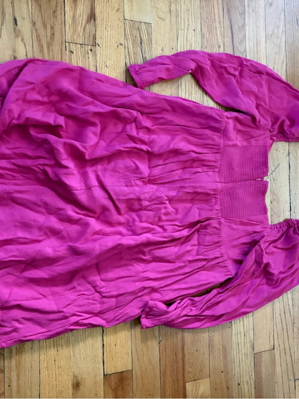Aritzia Sunday Best Pink Mini Dress Puff Sleeve Smocked Back Size M - Picture 7 of 8